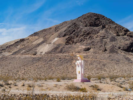 Beatty, MAR 17, 2021 - Sunny view of the Lady Desert - The Venus of Nevada in Goldwell Open Air Museumのeditorial素材