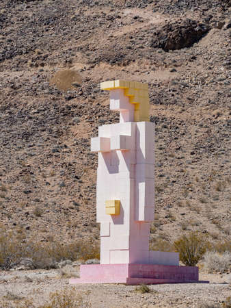 Beatty, MAR 17, 2021 - Sunny view of the Lady Desert - The Venus of Nevada in Goldwell Open Air Museumのeditorial素材