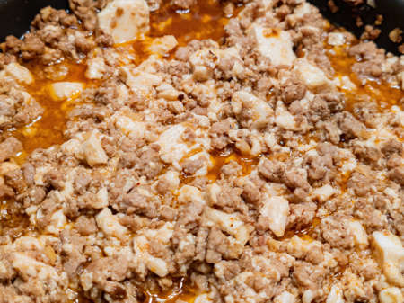 Close up shot of Mapo Tofu at Las Vegas, Nevadaの写真素材