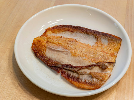 Close up shot of fried Milkfish fillet at Las Vegas, Nevadaの写真素材