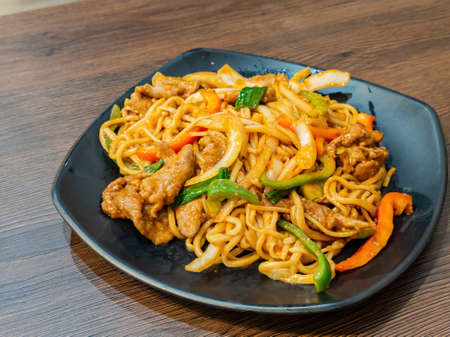 Close up shot of beef fried noodles at Las Vegas, Nevadaの写真素材
