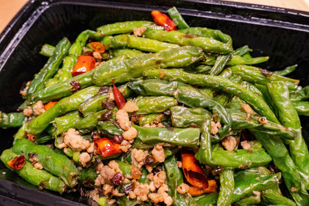 Close up shot of fried green bean at Las Vegas, Nevada