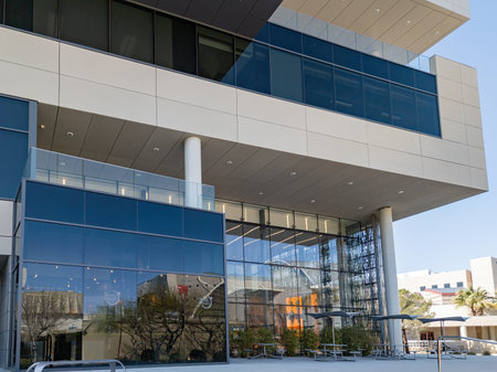 Sunny exterior view of the Hospitality Hall in UNLV, Nevada
