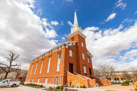Utah, MAR 15, 2021 - Daytime shot of the St George Tabernacle