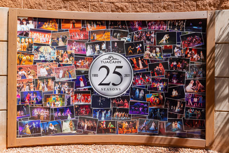 Utah, APR 10, 2021 - Sunny view of a beautiful 25 Seasons poster of Tuacahn Amphitheatre