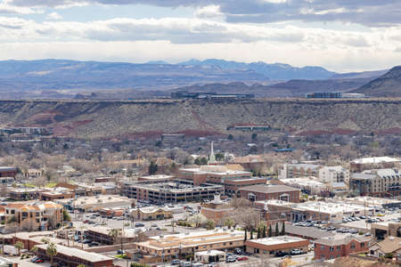 Aerial view of the cityscape of St George at Utahのeditorial素材