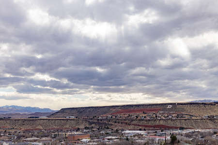 Aerial view of the cityscape of St George at Utahのeditorial素材