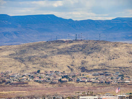 Aerial view of the cityscape of St George at Utahのeditorial素材