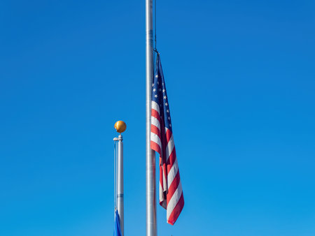 Flag hang near the Heritage Park Aquatic Complex at Nevada