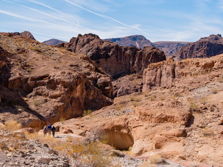 Hiking in the Arizona Hot Spring Trail at Willow Beach, Arizonaの写真素材