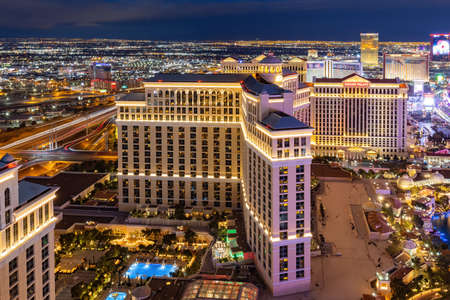 Las Vegas, JAN 26, 2021 - Night aerial view of the famous stripのeditorial素材