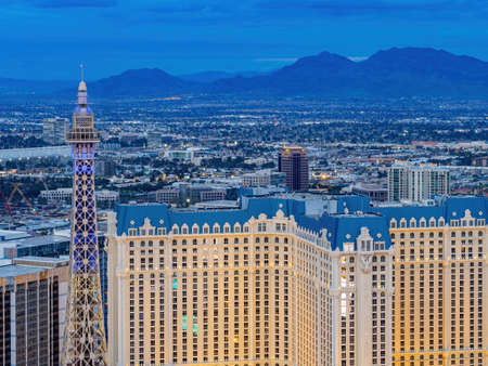 Las Vegas, JAN 26, 2021 - Afternoon aerial view of the famous strip with Paris Las Vegasのeditorial素材