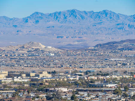 High angle view of the Vegas cityscape from Henderson View Pass at Nevadaのeditorial素材