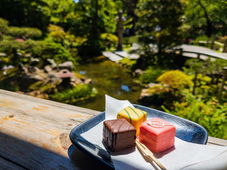 Close up shot of colorful Japanese style chocolate at San Francisco, Californiaの写真素材