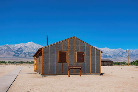 Sunny exterior view of the Manzanar National Historic Site at Californiaのeditorial素材