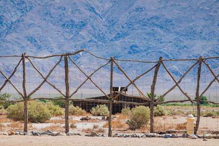 Sunny exterior view of the Manzanar National Historic Site at Californiaのeditorial素材