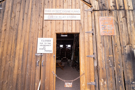 Nevada, MAR 13, 2021 - Abandoned retro building of the Nelson Ghost Town