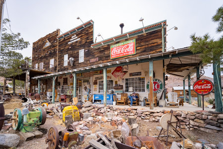 Nevada, MAR 13, 2021 - Abandoned retro building of the Nelson Ghost Townのeditorial素材