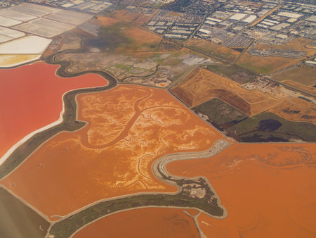 Aerial view of the Don Edwards San Francisco Bay National Wildlife Refuge at San Francisco,...