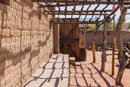 Sunny view of the Old Las Vegas Mormon Fort State Historic Park at Nevadaのeditorial素材