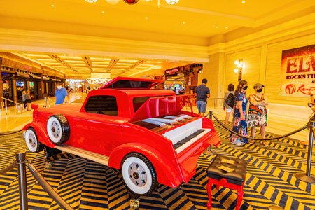 Las Vegas, JUN 28, 2021 - Car shape piano in the Resorts World casinoのeditorial素材