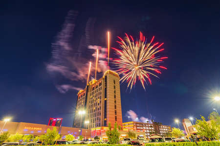 Las Vegas, JUL 1, 2021 - Celebration fireworks over Palace Stationのeditorial素材