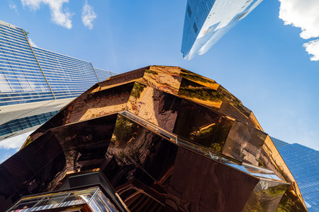 New York, JUL 4, 2021 - Looking up the Vessel art building