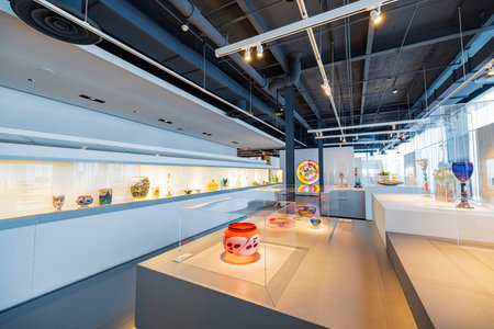 New York, JUL 6, 2021 - Interior view of the Corning Museum of Glassのeditorial素材