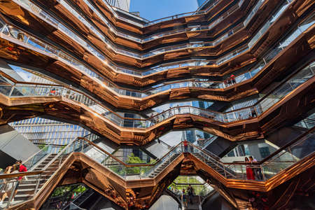 New York, JUL 4, 2021 - Sunny view of the Vessel art buildingのeditorial素材