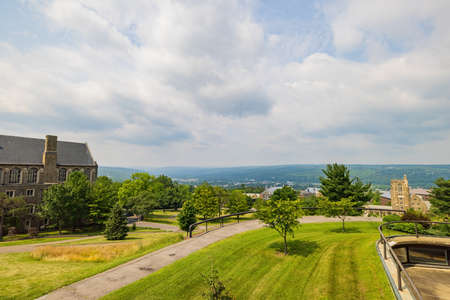 Sunny exterior view of some beautiful building of Cornell University at Ithaca, New Yorkのeditorial素材