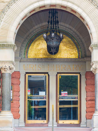 Sunny exterior view of Uris Library of Cornell University at Ithaca, New Yorkのeditorial素材