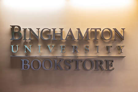 New York, JUL 5, 2021 - Sign of the Binghamton University Bookstoreのeditorial素材