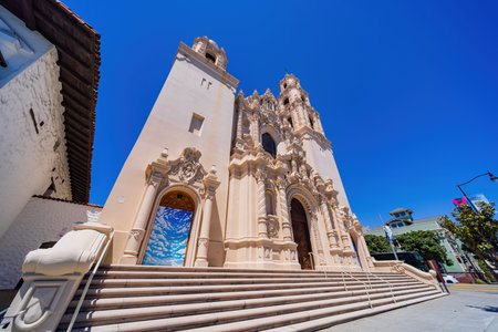 San Francisco, MAY 19, 2021 - Sunny view of the Mission Dolores Basilicaのeditorial素材