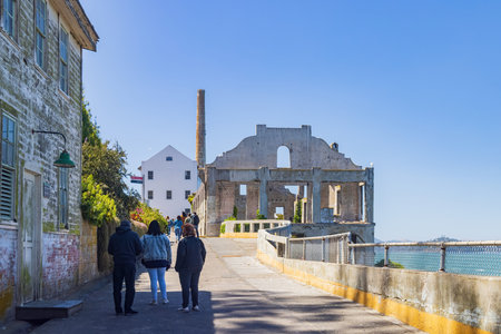 San Francisco, MAY 19, 2021 - Sunny view of some historical building in Alcatraz islandのeditorial素材