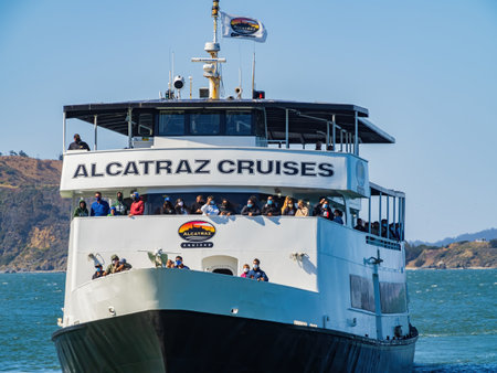 San Francisco, MAY 19, 2021 - Sunny view of the Alcatraz City Cruisesのeditorial素材