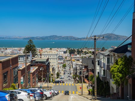 San Francisco, MAY 19, 2021 - Sunny high angle view of some residence buildingのeditorial素材