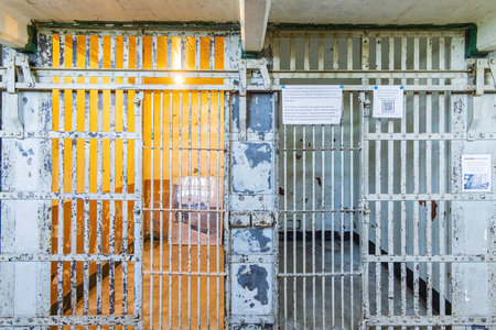 Interior view of the cell house of Alcatraz island at Californiaのeditorial素材