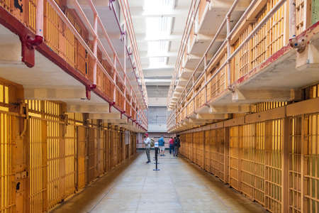 Interior view of the cell house of Alcatraz island at Californiaのeditorial素材