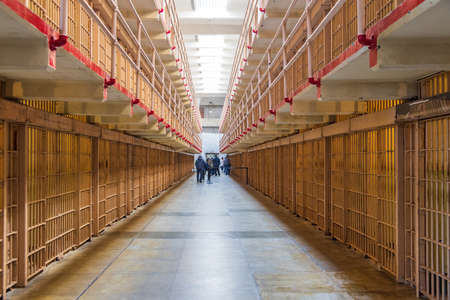 Interior view of the cell house of Alcatraz island at Californiaのeditorial素材