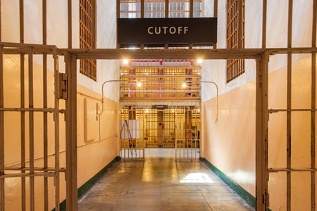 Interior view of the cell house of Alcatraz island at California
