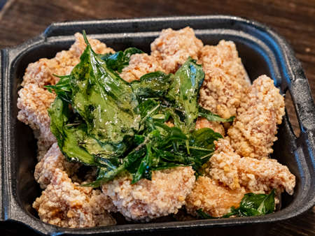 Close up shot of deep fried popcorn chicken at Las Vegas, Nevadaの写真素材