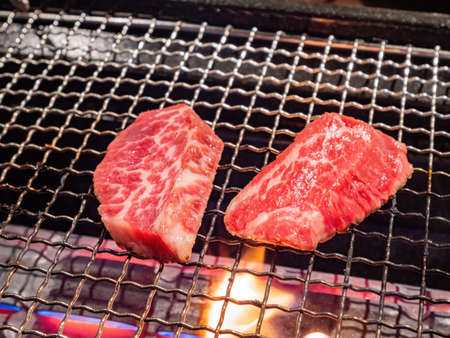 Close up shot of grilling meat at Las Vegas, Nevadaの写真素材