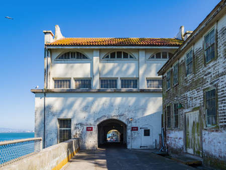 Sunny view of some historical building in Alcatraz island at Californiaのeditorial素材