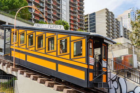 Los Angeles, JUL 24, 2021 - Morning view of the Angels Flight Railwayのeditorial素材