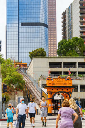 Los Angeles, JUL 24, 2021 - Morning view of the Angels Flight Railwayのeditorial素材