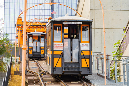 Los Angeles, JUL 24, 2021 - Morning view of the Angels Flight Railway