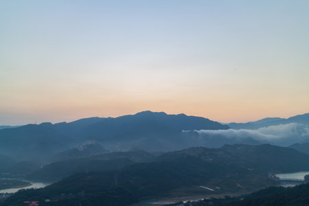 Sunrise view of some rural mountain of Xindian District at New Taipei City, Taiwan