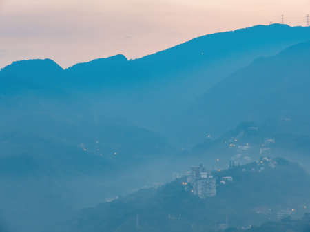 Sunrise view of some rural mountain of Xindian District at New Taipei City, Taiwanの写真素材