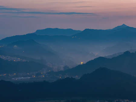 Sunrise view of some rural mountain of Xindian District at New Taipei City, Taiwanの写真素材