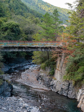 Autumn river landscape in Wuling Farm at Taichung, Taiwan